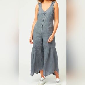 XCVI Fang Sharkbite Linen Jumpsuit